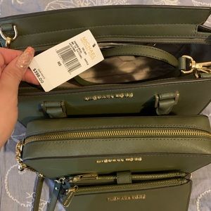 Michael Kors hunter green purse bundle